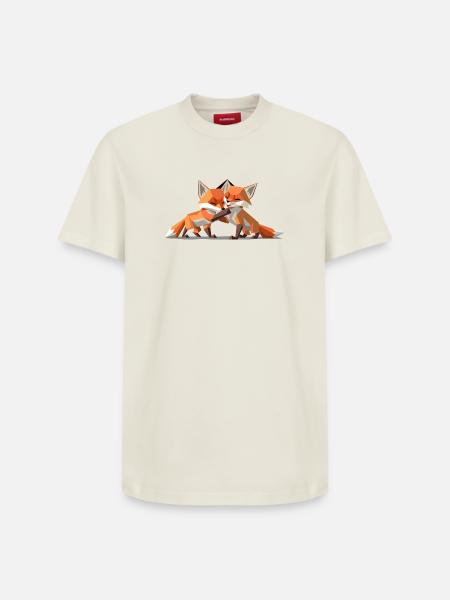 Renardeaux low-poly - T-shirt unisexe décontracté en coton Supima – de SPREAD - blanc cassé