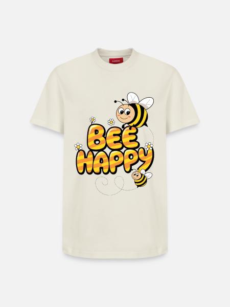 Bee Happy - Relaxed Unisex Supima Cotton T-Shirt – by SPREAD - off white