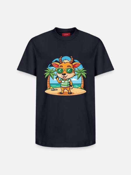 Antelope Funny Cartoon Summer Beach Sunglasses - Relaxed Unisex Supima Cotton T-Shirt – by SPREAD - navy