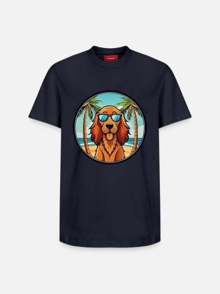 Irsk Setter Hund Race Tegneserie Solbriller Beach - Unisex T-shirt i Supima-bomuld med afslappet pasform – fra SPREAD - navy