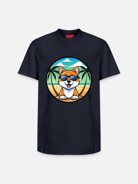 Hokkaido Hondenras Cartoon Zonnebril Strand - T-shirt unisex met relaxed fit van Supima-katoen – van SPREAD - navy