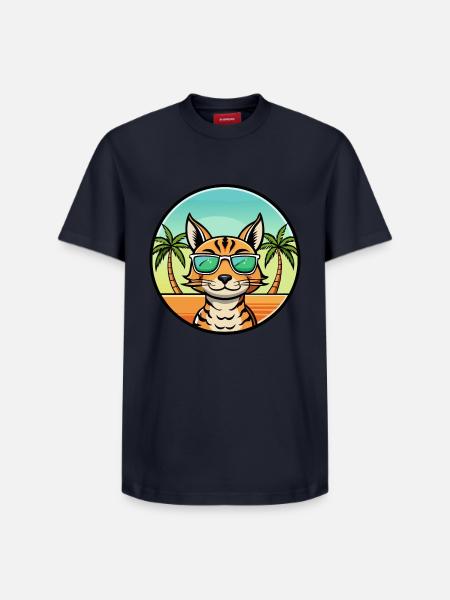Ocicat Breed Cartoon Sunglasses Beach - Relaxed Unisex Supima Cotton T-Shirt – by SPREAD - navy