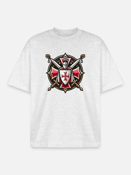 Knights templar - Boxy Heavyweight Unisex Organic T-Shirt by Stanley/Stella - cool heather grey