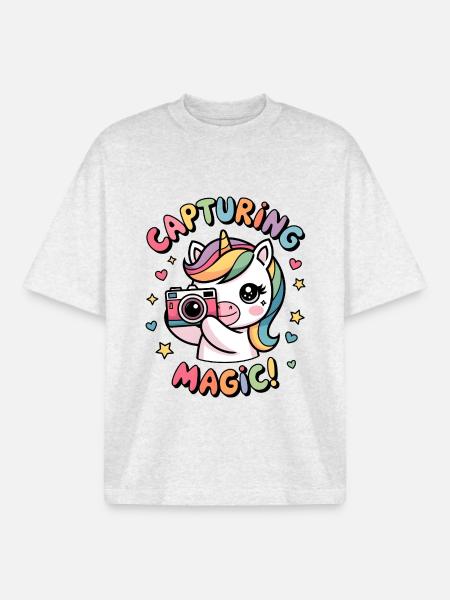 Capturing Magic! - Boxy Heavyweight Unisex Organic T-Shirt by Stanley/Stella - cool heather grey