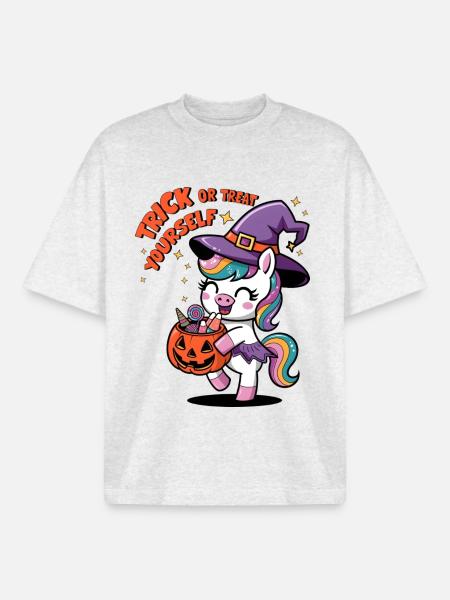 Trick Or Treat Yourself - Boxy Heavyweight Unisex Organic T-Shirt by Stanley/Stella - cool heather grey