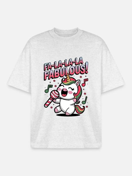 Fa-la-la-la Fabulous! - Boxy Heavyweight Unisex Organic T-Shirt by Stanley/Stella - cool heather grey