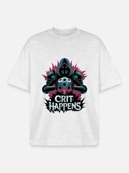 Crit Happens - Boxy Heavyweight Unisex Organic T-Shirt by Stanley/Stella - cool heather grey