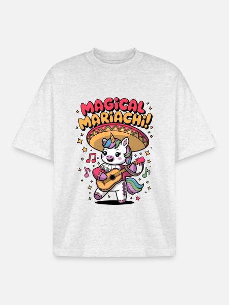 Magical Mariachi - Boxy Heavyweight Unisex Organic T-Shirt by Stanley/Stella - cool heather grey