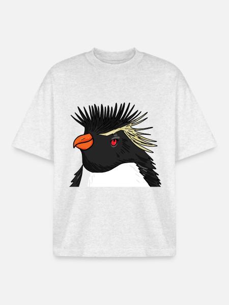 Pinguin mit Haare Felsenpinguin - Boxy Heavyweight Unisex Organic T-Shirt von Stanley/Stella - Kühles Grau meliert