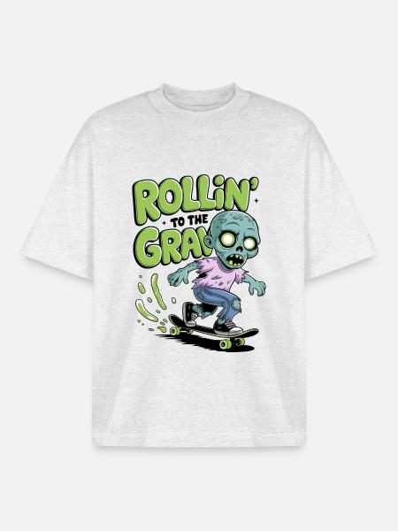 Rollin zum Grab - Boxy Heavyweight Unisex Organic T-Shirt von Stanley/Stella - Kühles Grau meliert