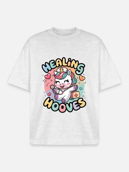 Heilende Hufe - Boxy Heavyweight Unisex Organic T-Shirt von Stanley/Stella - Kühles Grau meliert