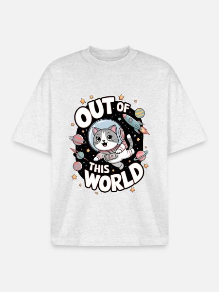 Out Of This World - Boxy Heavyweight Unisex Organic T-Shirt by Stanley/Stella - cool heather grey