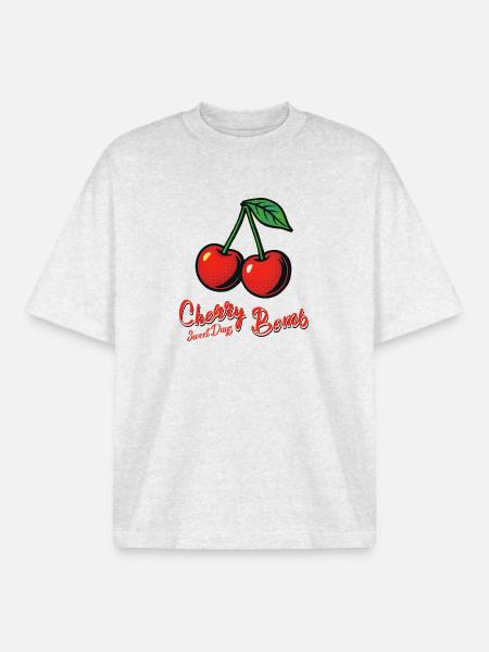 Kirsch-Mädchen - Boxy Heavyweight Unisex Organic T-Shirt von Stanley/Stella - Kühles Grau meliert