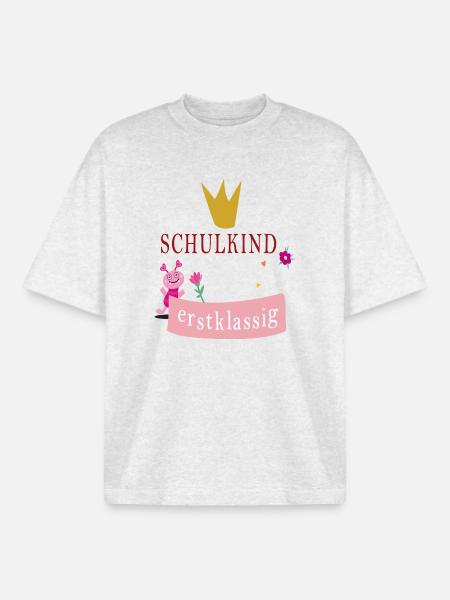 Schulkind erstklassig - Boxy Heavyweight Unisex Organic T-Shirt von Stanley/Stella - Kühles Grau meliert