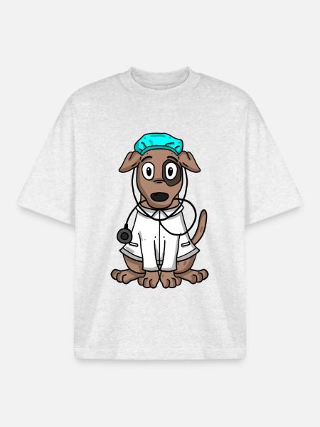 Dog Doctor - Boxy Heavyweight Unisex Organic T-Shirt by Stanley/Stella - cool heather grey