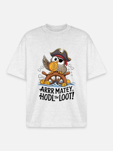 Hodl The Loot! - Boxy Heavyweight Unisex Organic T-Shirt by Stanley/Stella - cool heather grey