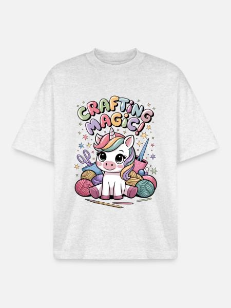 Crafting Magic! - Boxy Heavyweight Unisex Organic T-Shirt by Stanley/Stella - cool heather grey