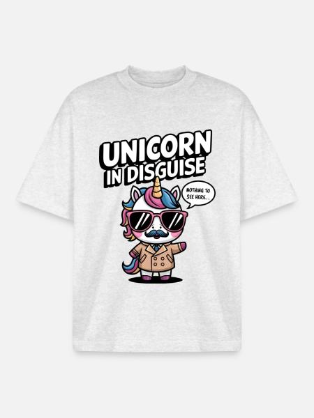 Unverkleidetes Einhorn - Boxy Heavyweight Unisex Organic T-Shirt von Stanley/Stella - Kühles Grau meliert