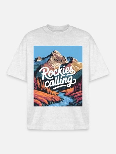 Rockies Calling - Boxy Heavyweight Unisex Organic T-Shirt by Stanley/Stella - cool heather grey