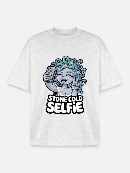 Stone Cold Selfie - Boxy Heavyweight Unisex Organic T-Shirt by Stanley/Stella - cool heather grey