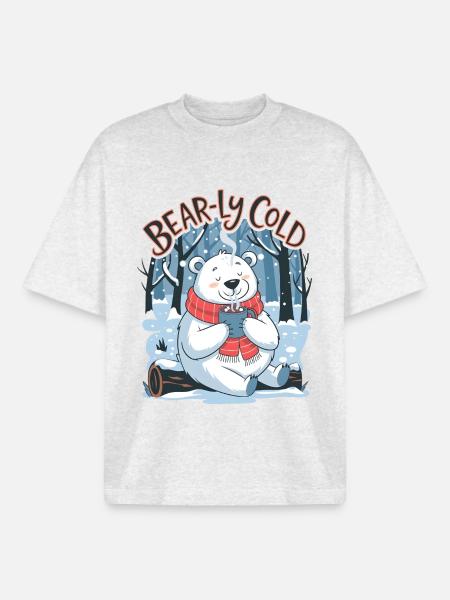 Bear-ly Cold - Boxy Heavyweight Unisex Organic T-Shirt by Stanley/Stella - cool heather grey