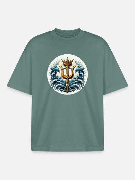 Trident Symbol - Boxy Heavyweight Unisex Organic T-Shirt by Stanley/Stella - green bay