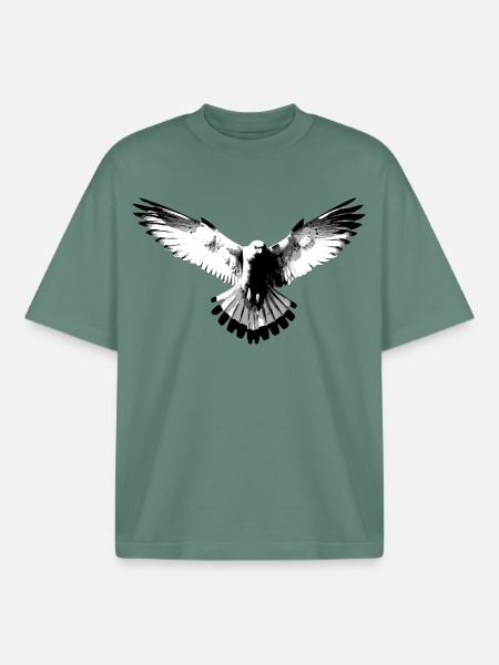 Falcon black and white - Boxy Heavyweight Unisex Organic T-Shirt by Stanley/Stella - green bay