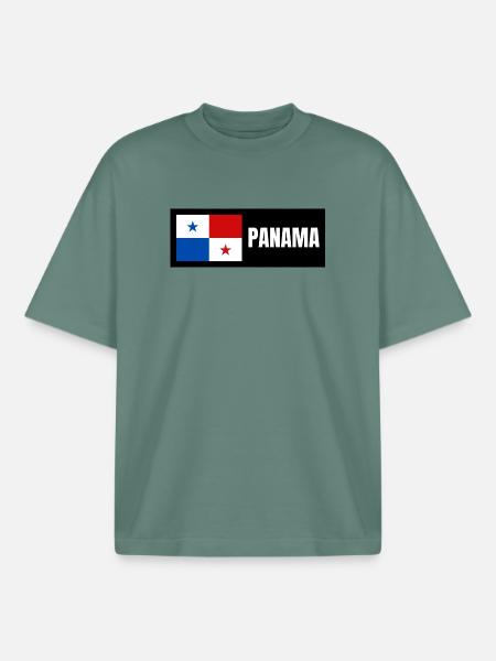 Panama Flagge - Boxy Heavyweight Unisex Organic T-Shirt von Stanley/Stella - Grüner Bucht