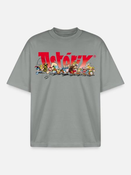 Asterix & Obelix Rennstart - Boxy Heavyweight Unisex Organic T-Shirt von Stanley/Stella - Nebelgrau