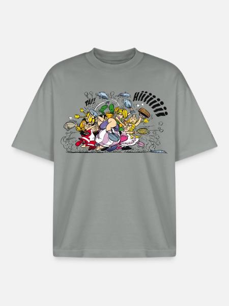 Asterix & Obelix Fight - Boxy Heavyweight Unisex Organic T-Shirt by Stanley/Stella - misty grey