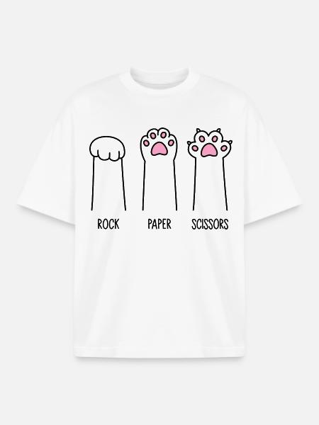 Rock Paper Scissors - Boxy Heavyweight Unisex Organic T-Shirt by Stanley/Stella - white