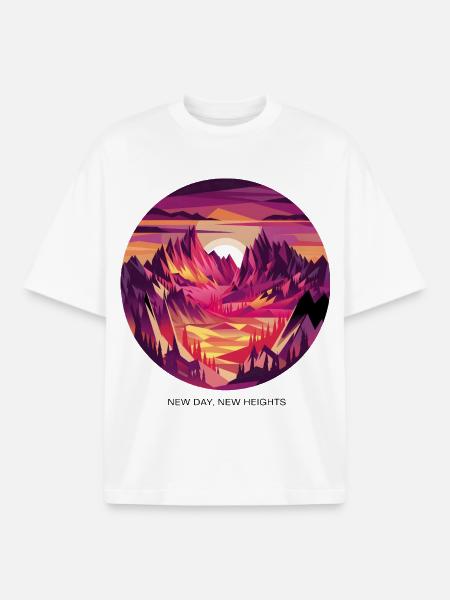 New Day, New Heights - Boxy Heavyweight Unisex Organic T-Shirt by Stanley/Stella - white