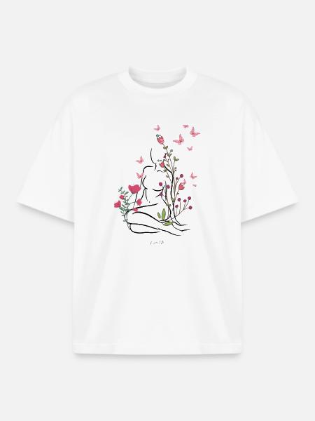 Skin-flowered - Boxy Heavyweight Unisex Organic T-Shirt by Stanley/Stella - white