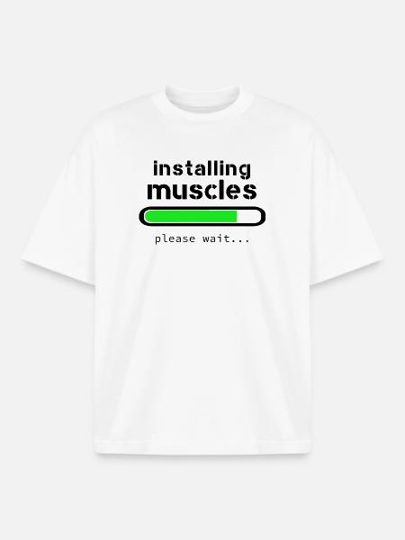 Installing muscles - T-shirt unisexe boxy épais biologique Stanley/Stella - blanc