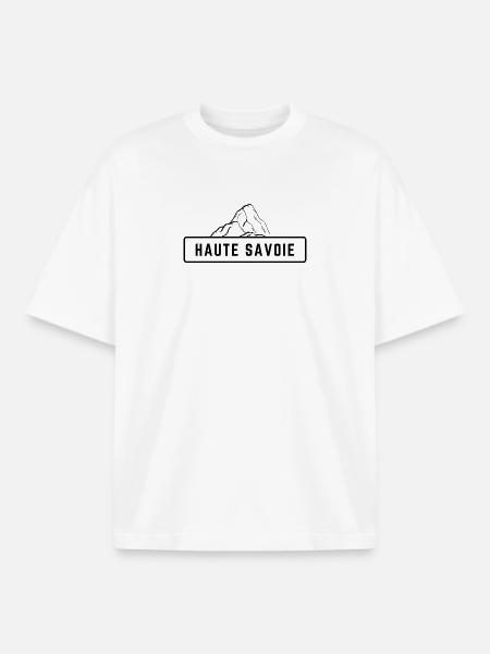 Haute Savoie Black Mountain - Boxy Heavyweight Unisex Organic T-Shirt by Stanley/Stella - white