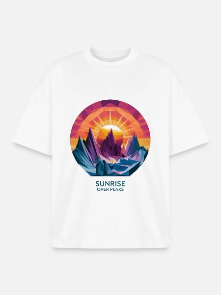 Sunrise Over Peaks - Boxy Heavyweight Unisex Organic T-Shirt by Stanley/Stella - white