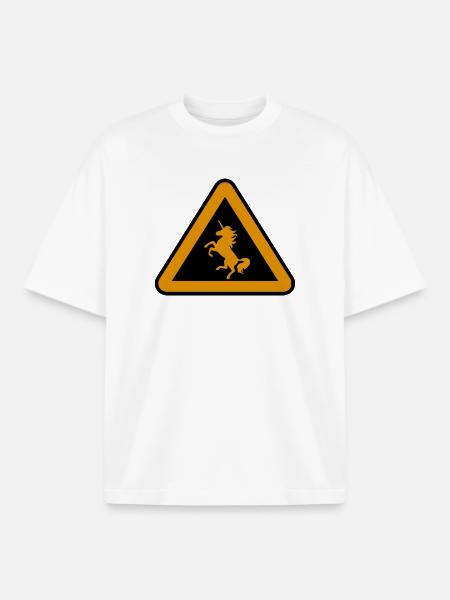 Achtung Einhorn, Gefahr - Boxy Heavyweight Unisex Organic T-Shirt von Stanley/Stella - Weiß