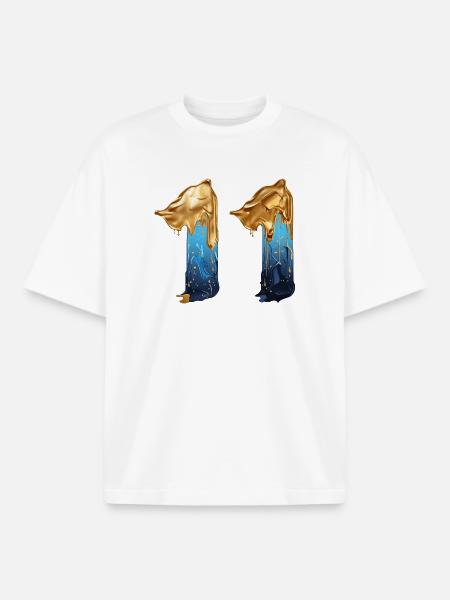 NEJ. 11 NUMMER 11 SEJ 11 ÅRS FØDSELSDAG - Stanley/Stella unisex boxy heavyweight T-shirt økologisk - hvid