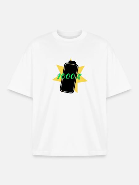 1000% energy - Boxy Heavyweight Unisex Organic T-Shirt by Stanley/Stella - white