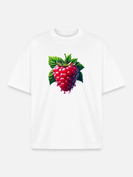 Runny leafy raspberry - Boxy Heavyweight Unisex Organic T-Shirt by Stanley/Stella - white
