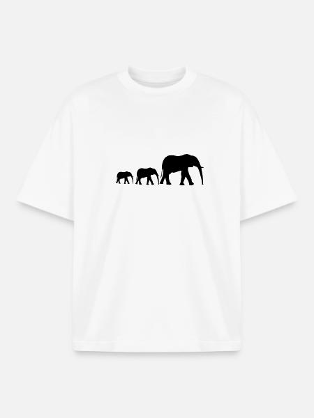 Elefantenfamilie - Boxy Heavyweight Unisex Organic T-Shirt von Stanley/Stella - Weiß