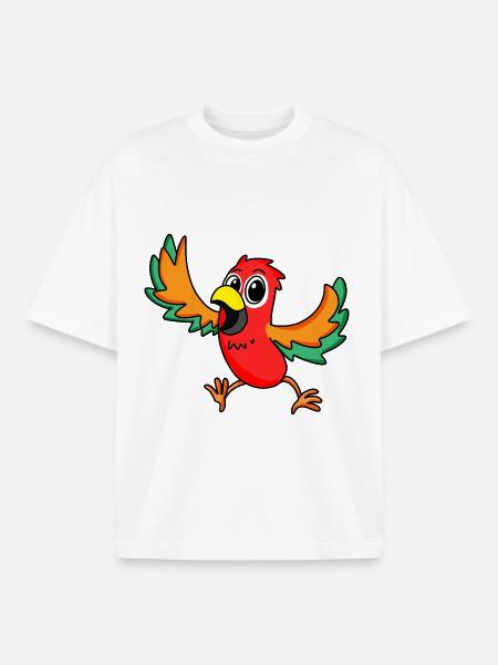 perroquet - T-shirt unisexe boxy épais biologique Stanley/Stella - blanc
