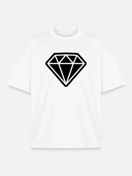 Icône de diamant - T-shirt unisexe boxy épais biologique Stanley/Stella - blanc