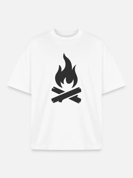 Campfire logo symbol - Boxy Heavyweight Unisex Organic T-Shirt by Stanley/Stella - white