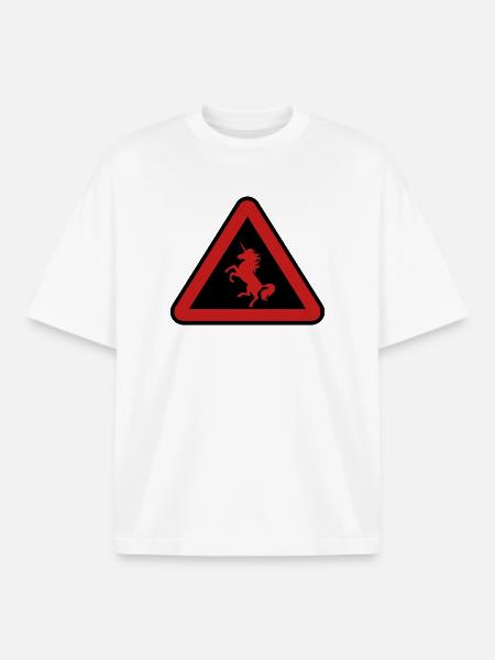 Achtung Einhorn, Gefahr - Boxy Heavyweight Unisex Organic T-Shirt von Stanley/Stella - Weiß