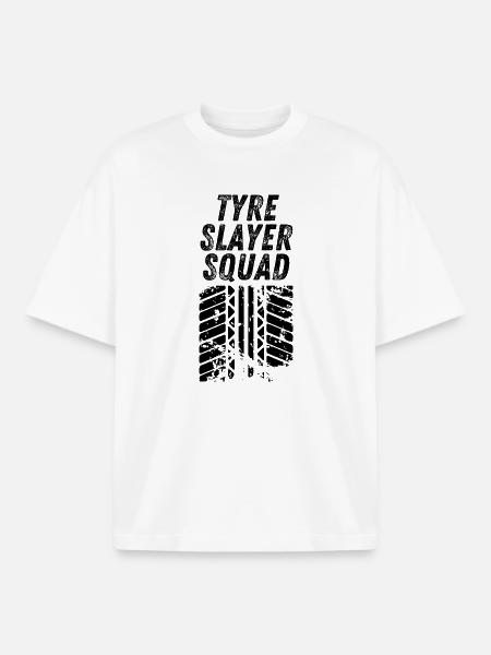Tyre Slayer Squad - Boxy Heavyweight Unisex Organic T-Shirt by Stanley/Stella - white