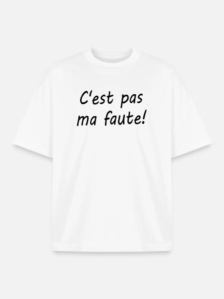 C'est pas ma faute ! - T-shirt unisexe boxy épais biologique Stanley/Stella - blanc