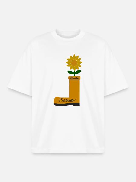 Flower Boots - Boxy Heavyweight Unisex Organic T-Shirt by Stanley/Stella - white