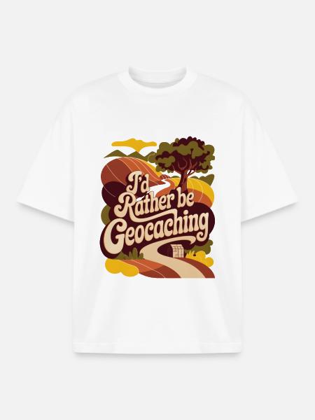 I'd Rather Be Geocaching - Boxy Heavyweight Unisex Organic T-Shirt by Stanley/Stella - white