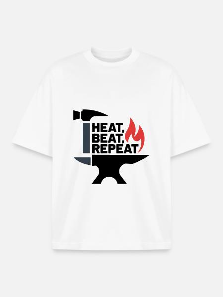 Heat, Beat, Repeat - Boxy Heavyweight Unisex Organic T-Shirt by Stanley/Stella - white